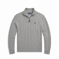 R.L HALF-ZIP CABLE KNIT COTTON