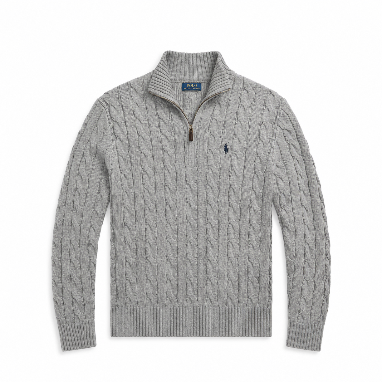 R.L HALF-ZIP CABLE KNIT COTTON