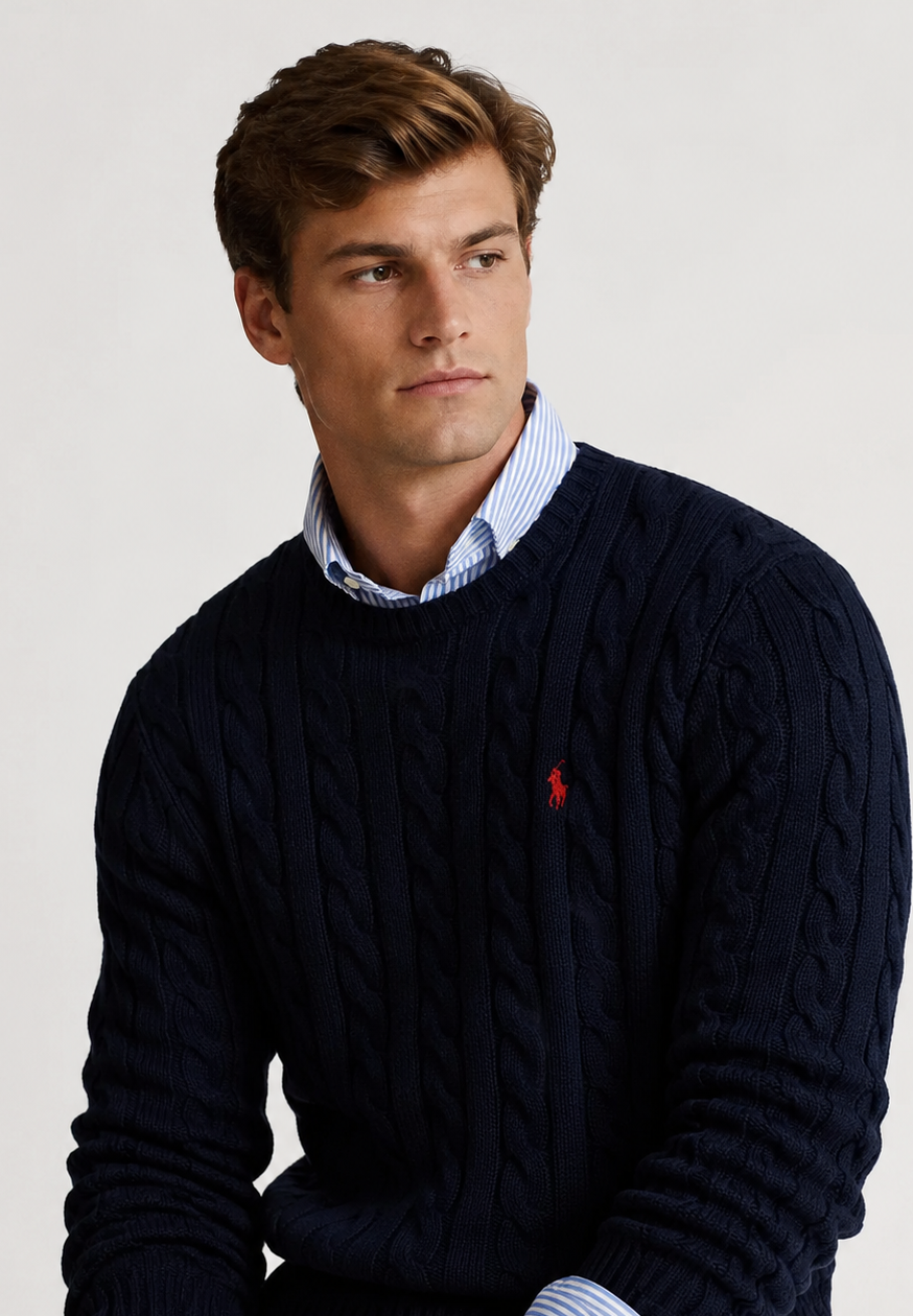 R.L CABLE KNIT COTTON SWEATER